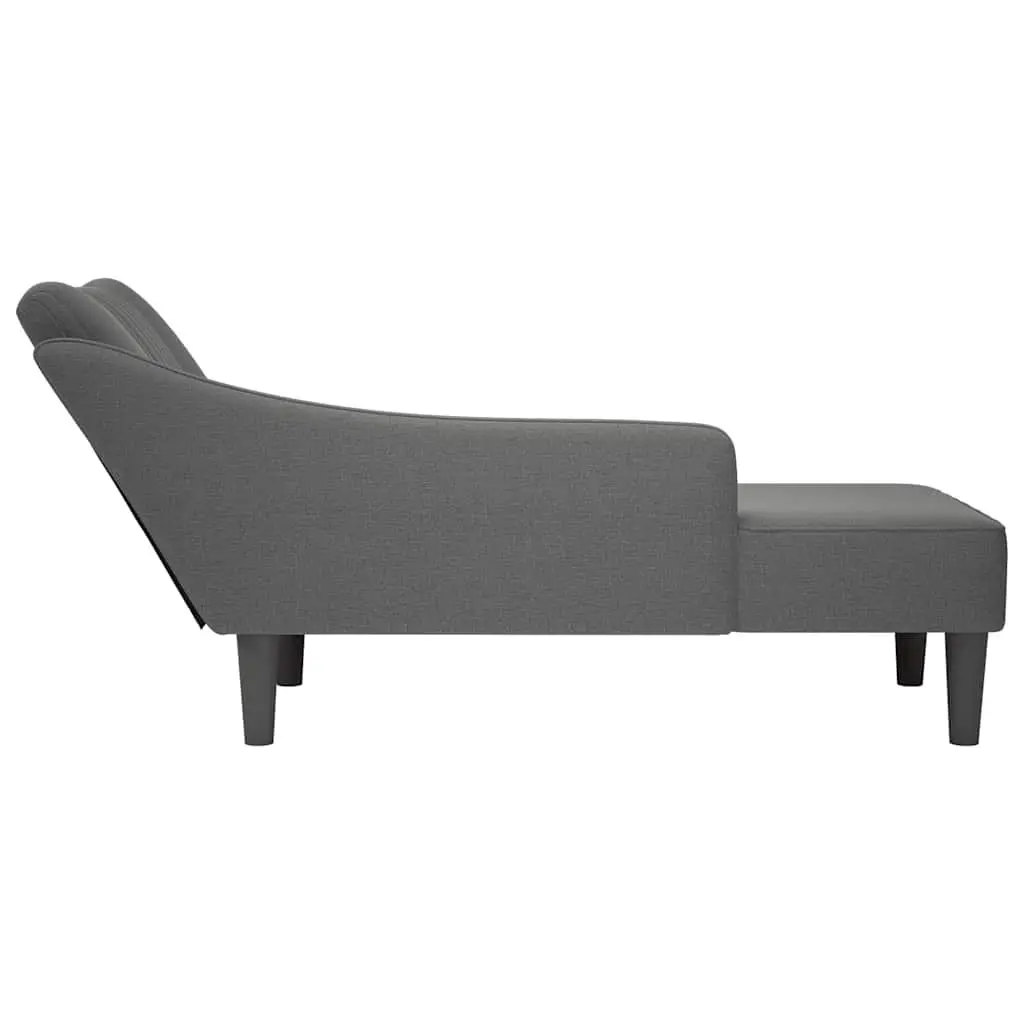 Chaise Lounge with Right Armrest Grey Fabric Comfortable Lounger Living Room