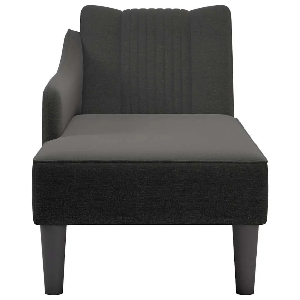 Chaise Lounge with Right Armrest Black Polyester Fabric Relaxation Seating