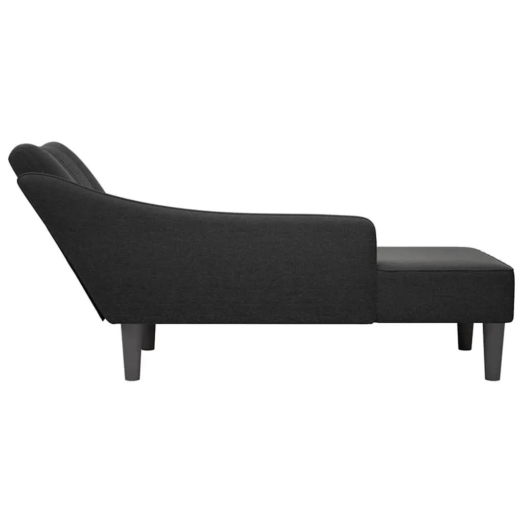 Chaise Lounge with Right Armrest Black Polyester Fabric Relaxation Seating