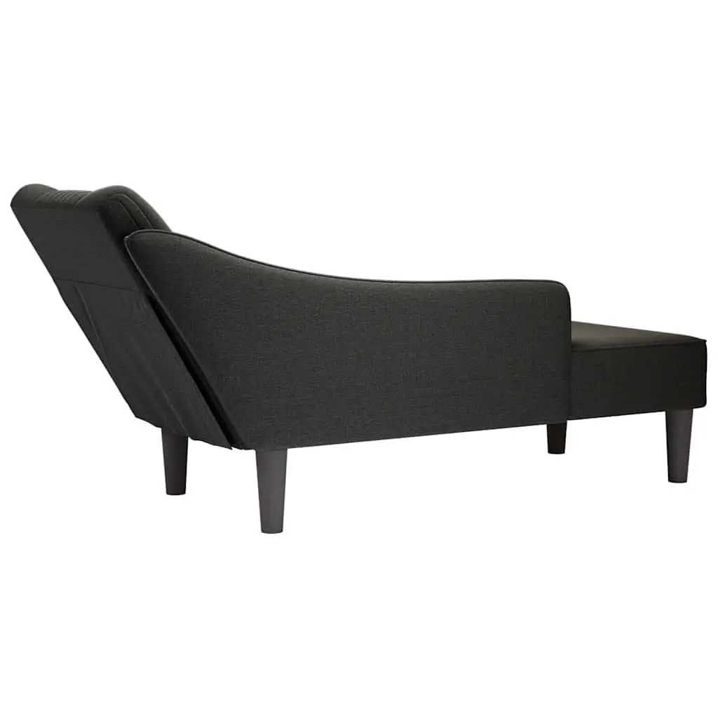 Chaise Lounge with Right Armrest Black Polyester Fabric Relaxation Seating