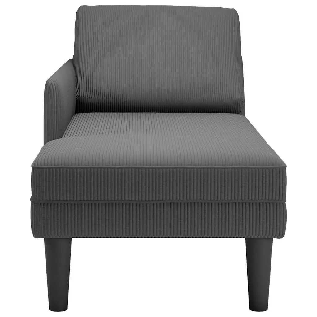 Chaise Lounge with Pillow Grey Corduroy Fabric Comfortable Recliner Living Room