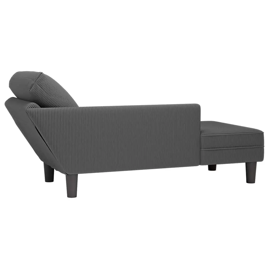 Chaise Lounge with Pillow Grey Corduroy Fabric Comfortable Recliner Living Room
