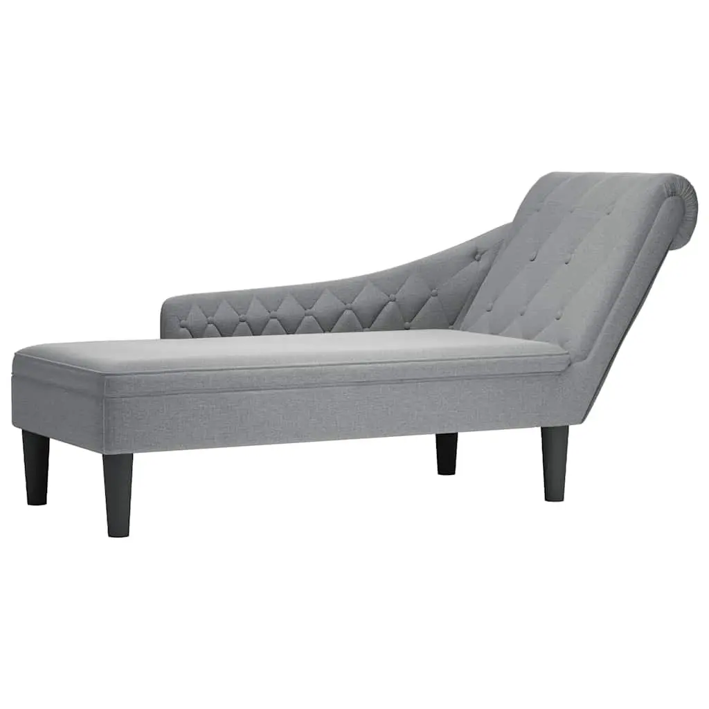 Chaise Lounge Sofa Right Armrest Lumbar Pillow Light Grey Fabric