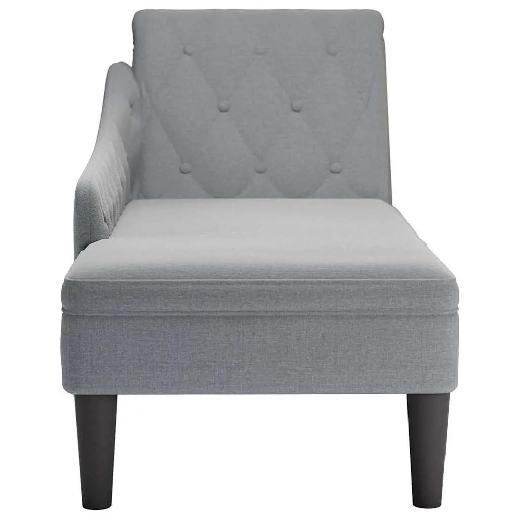 Chaise Lounge Sofa Right Armrest Lumbar Pillow Light Grey Fabric
