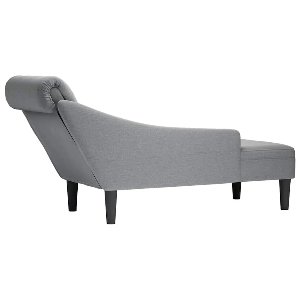 Chaise Lounge Sofa Right Armrest Lumbar Pillow Light Grey Fabric