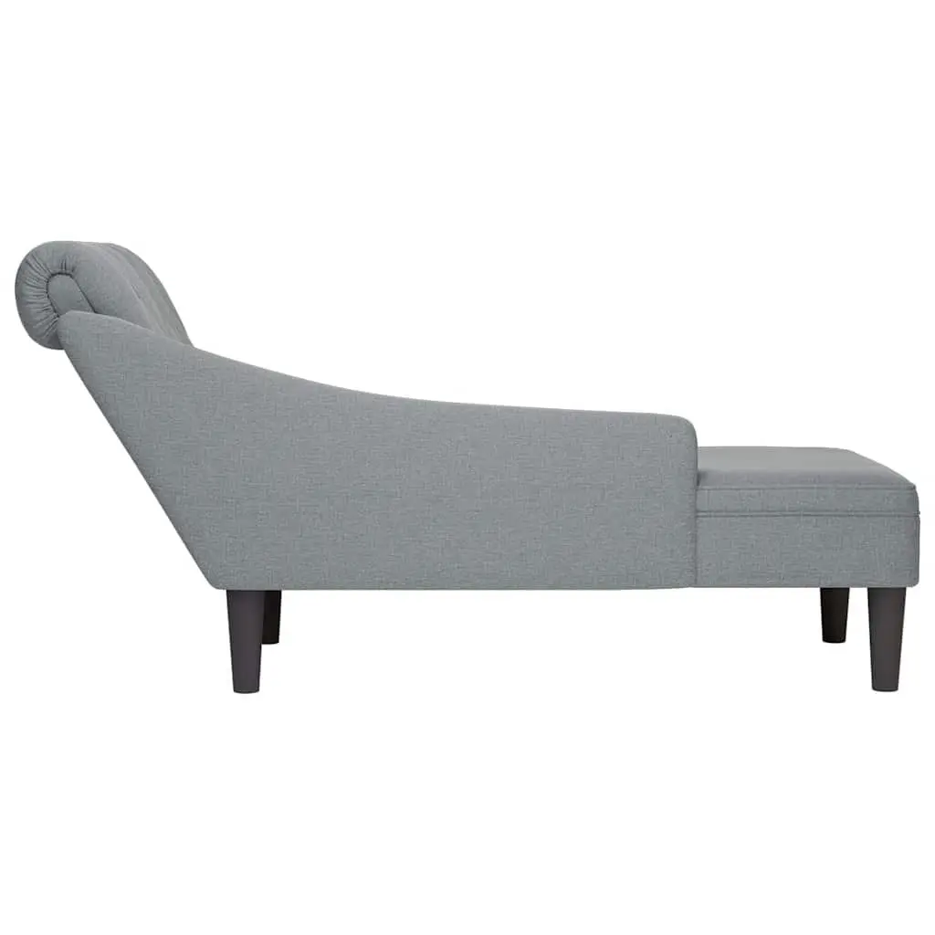 Chaise Lounge Sofa Right Armrest Lumbar Pillow Light Grey Fabric