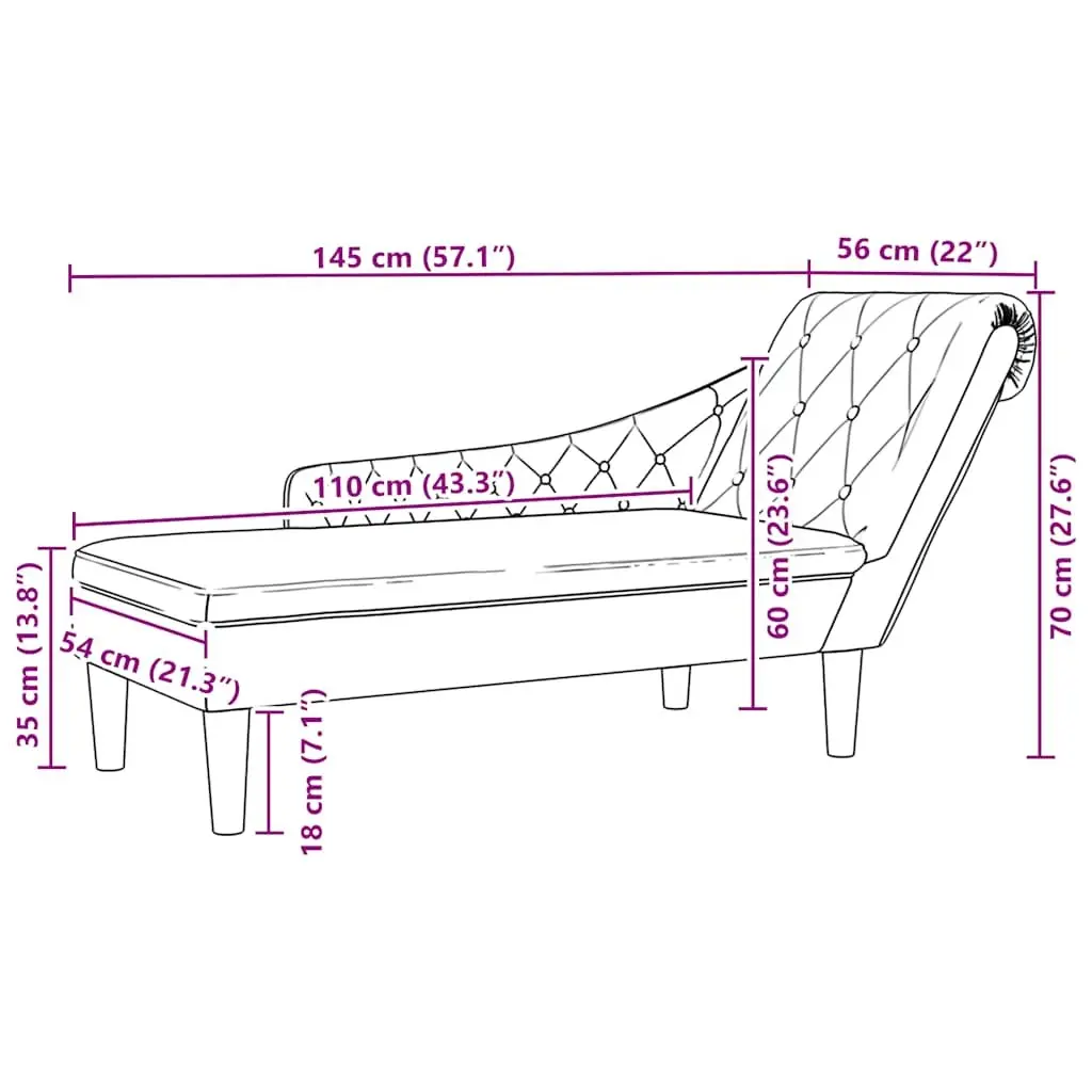 Chaise Lounge Sofa Right Armrest Lumbar Pillow Light Grey Fabric
