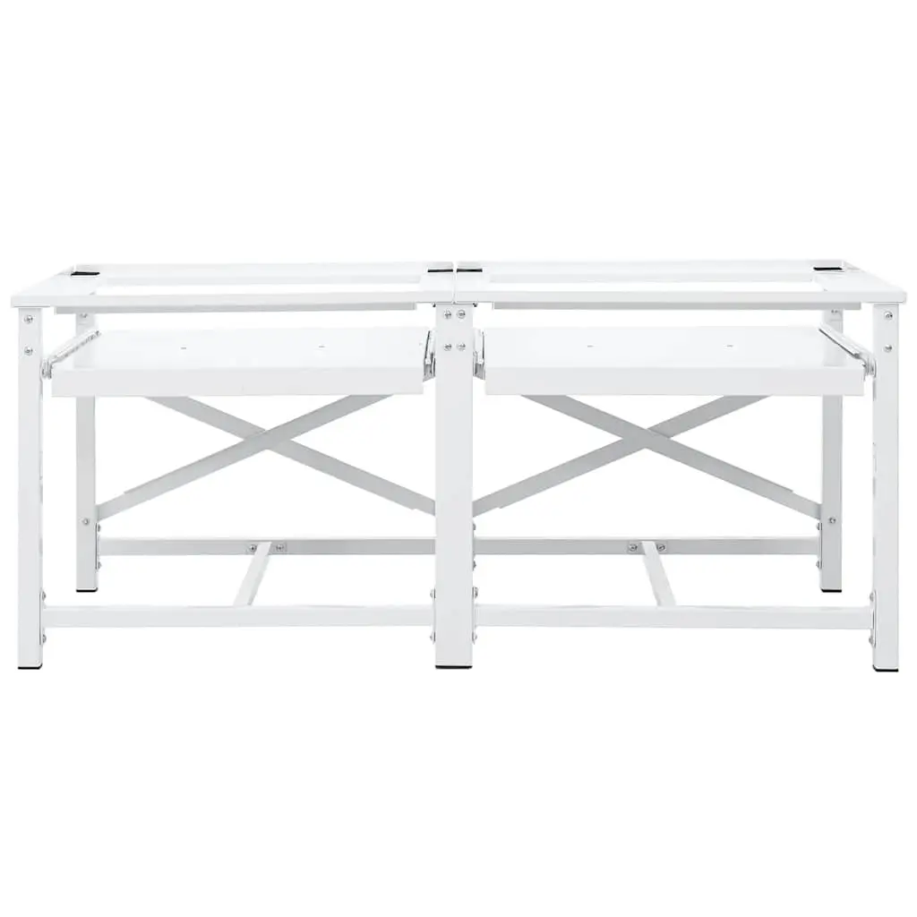 Washing Machine Pedestal Pull-Out Storage Shelves Steel Frame White