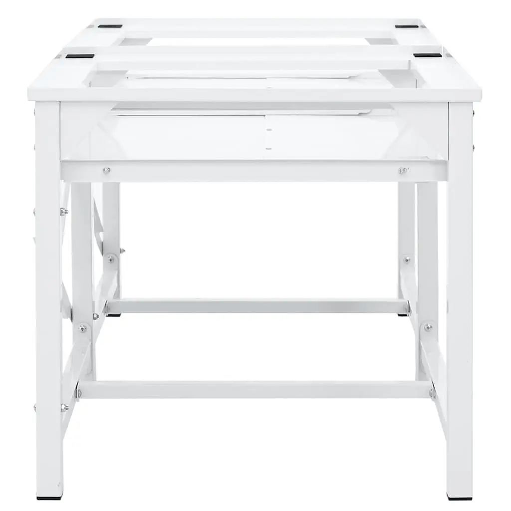 Washing Machine Pedestal Pull-Out Storage Shelves Steel Frame White