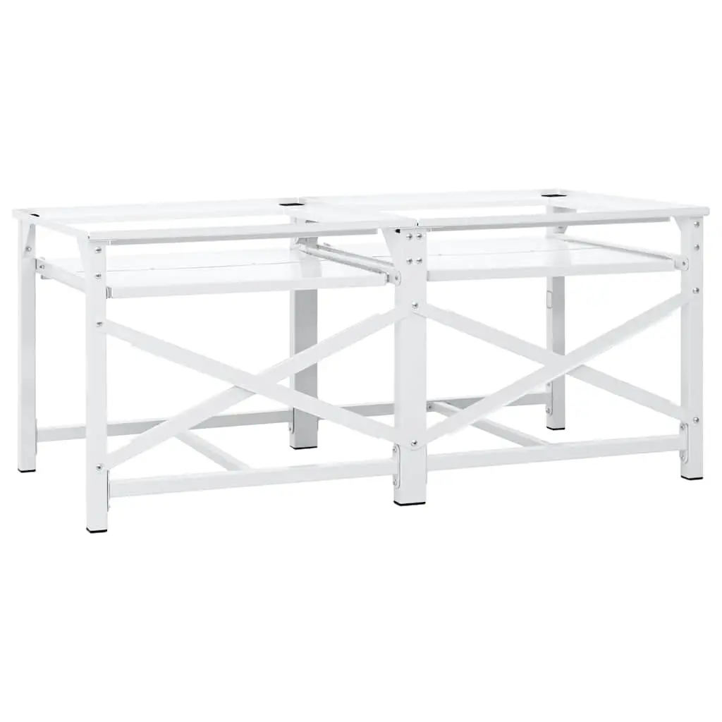 Washing Machine Pedestal Pull-Out Storage Shelves Steel Frame White