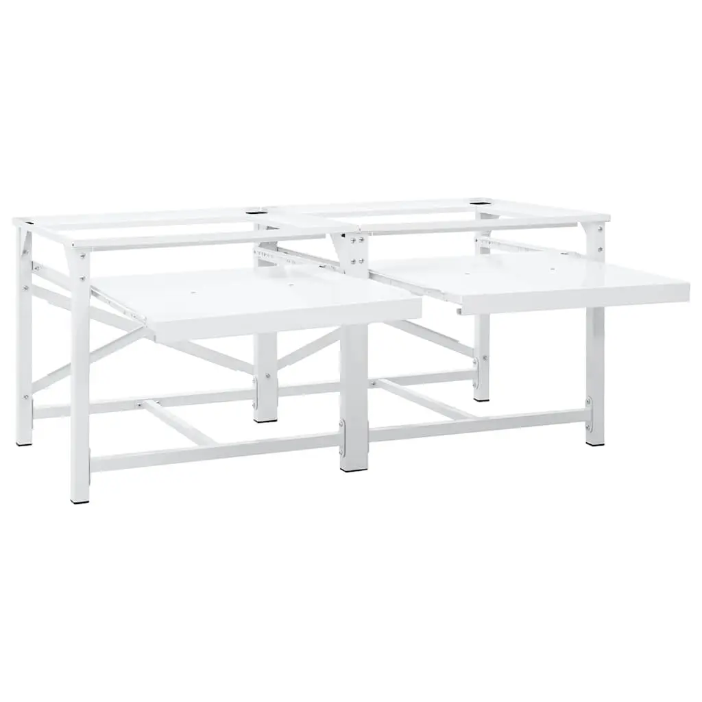 Washing Machine Pedestal Pull-Out Storage Shelves Steel Frame White