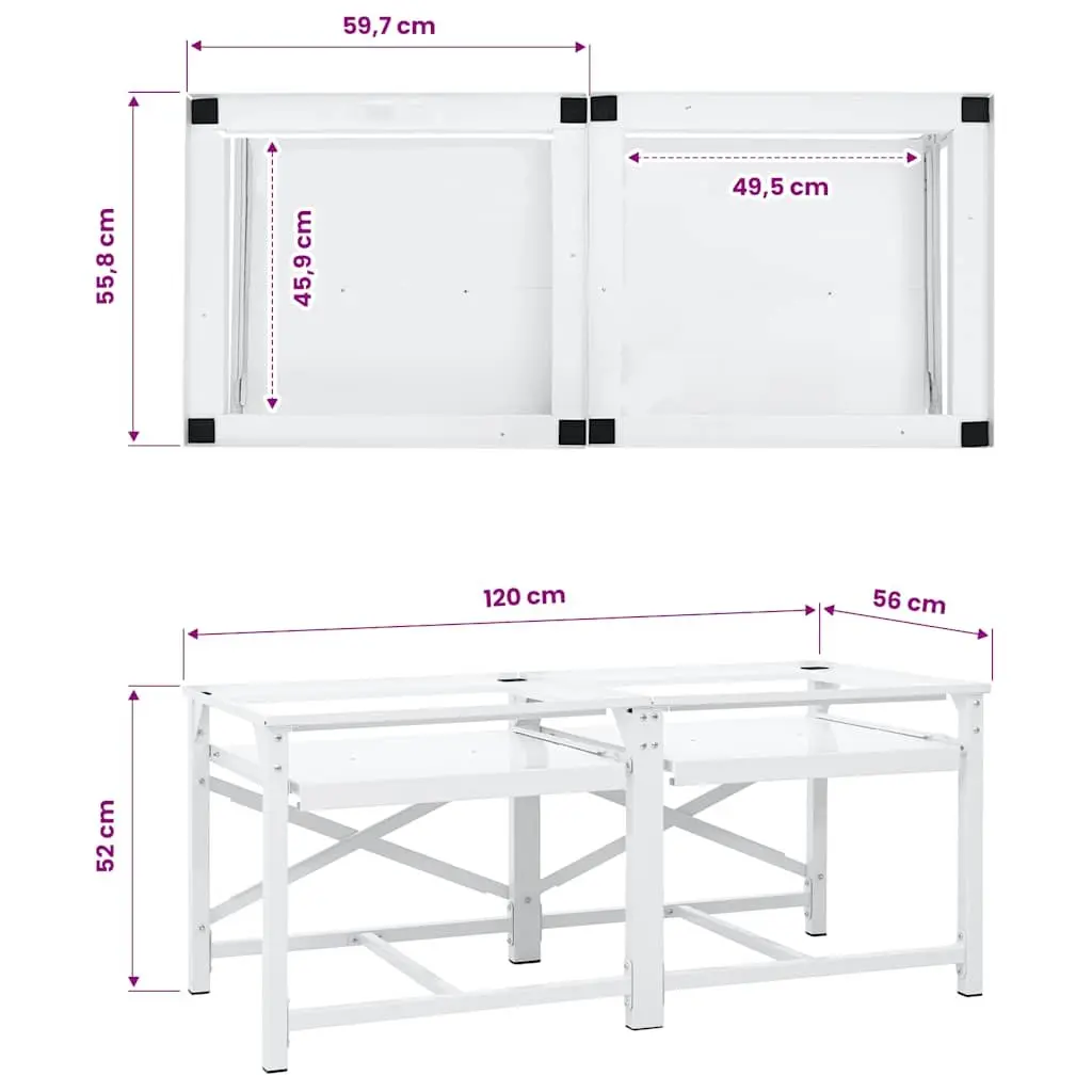 Washing Machine Pedestal Pull-Out Storage Shelves Steel Frame White