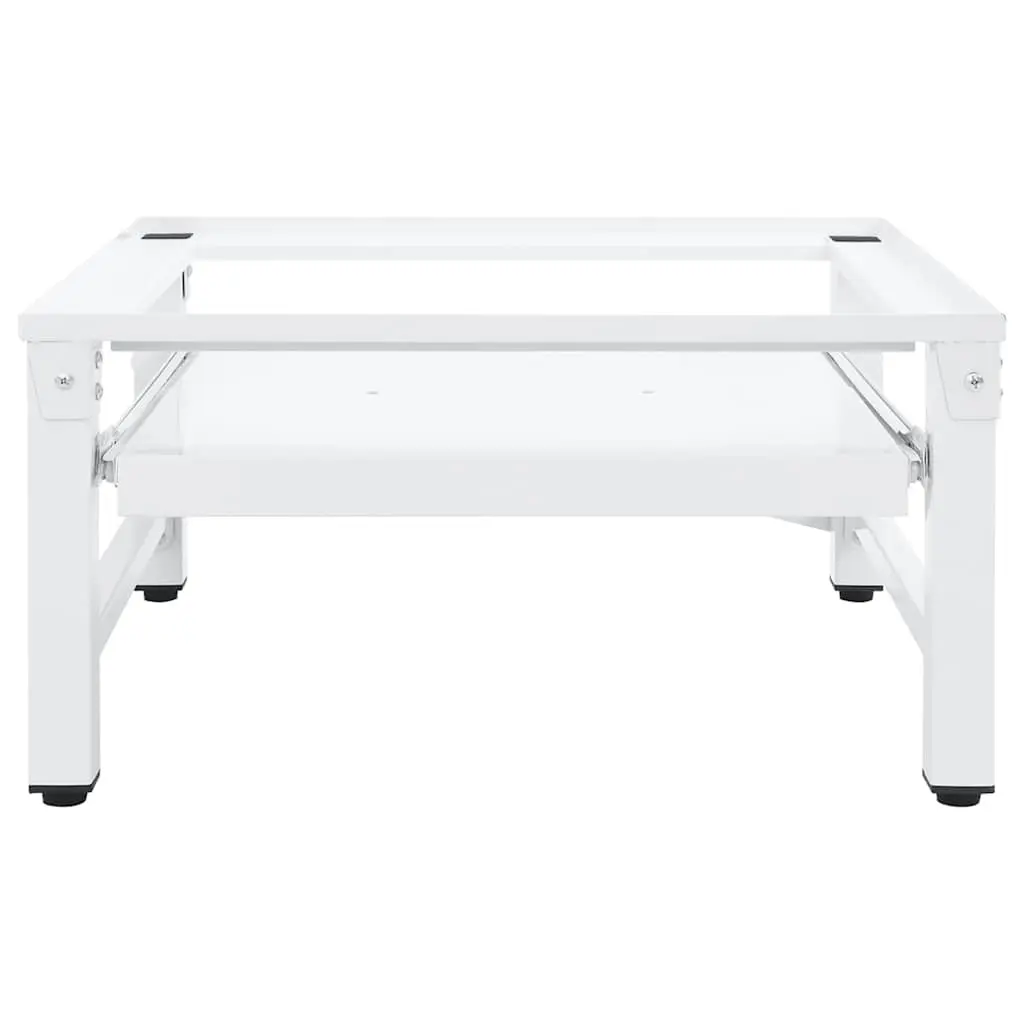 Laundry Pedestal with Pull-out Shelf White Steel Storage Riser for Washing Machine
