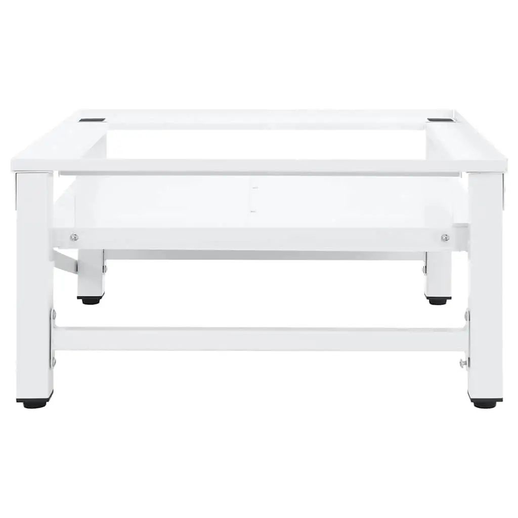 Laundry Pedestal with Pull-out Shelf White Steel Storage Riser for Washing Machine