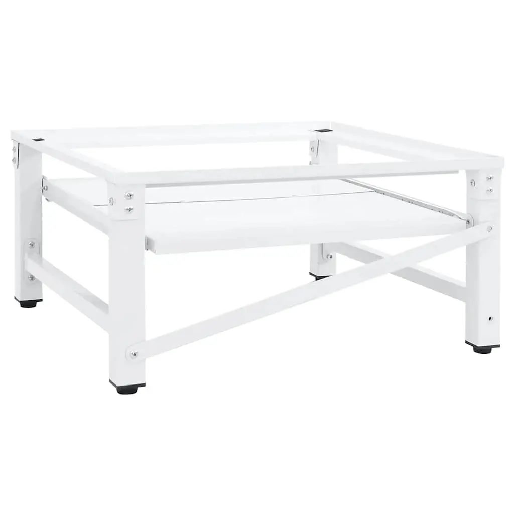 Laundry Pedestal with Pull-out Shelf White Steel Storage Riser for Washing Machine
