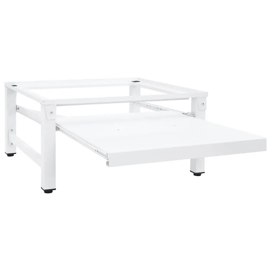 Laundry Pedestal with Pull-out Shelf White Steel Storage Riser for Washing Machine