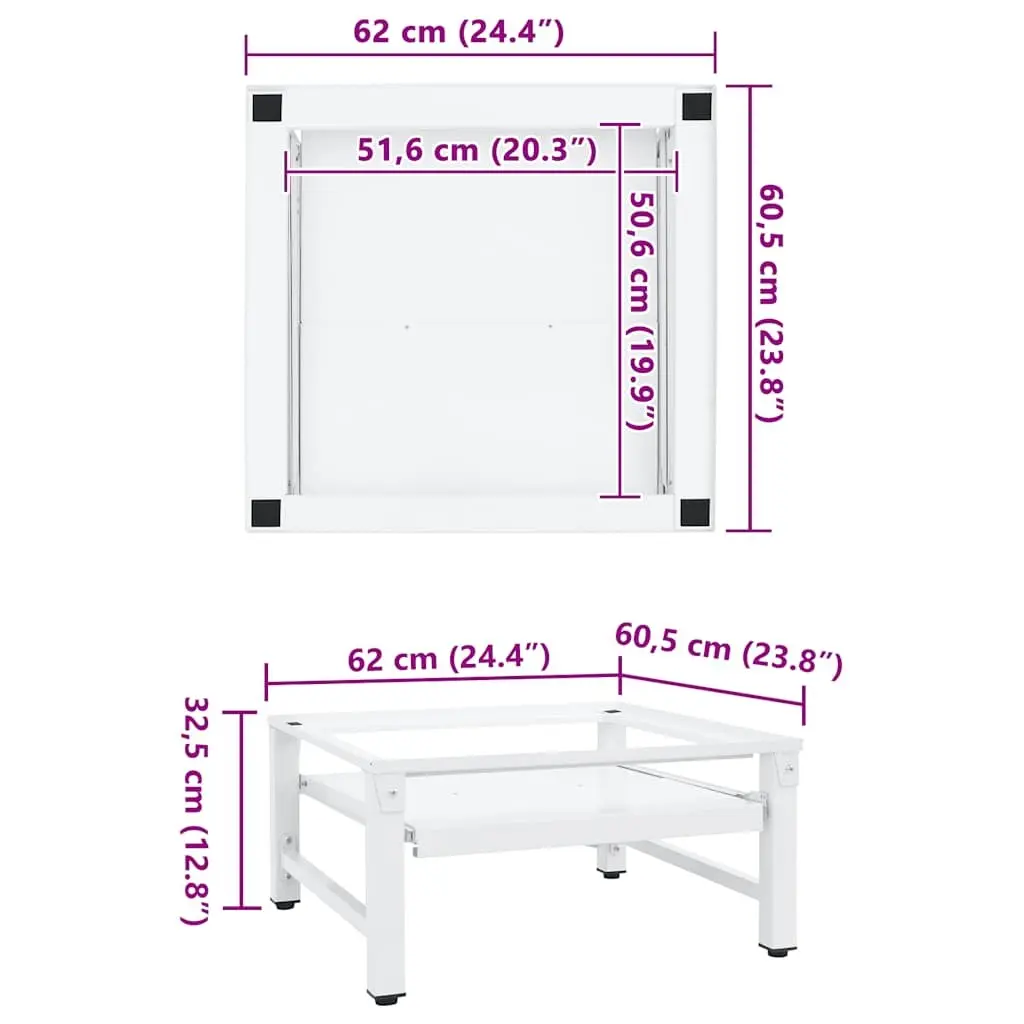 Laundry Pedestal with Pull-out Shelf White Steel Storage Riser for Washing Machine