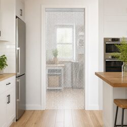 Chain Door Fly Screen 56x202 cm Aluminium Silver Insect Barrier Adjustable