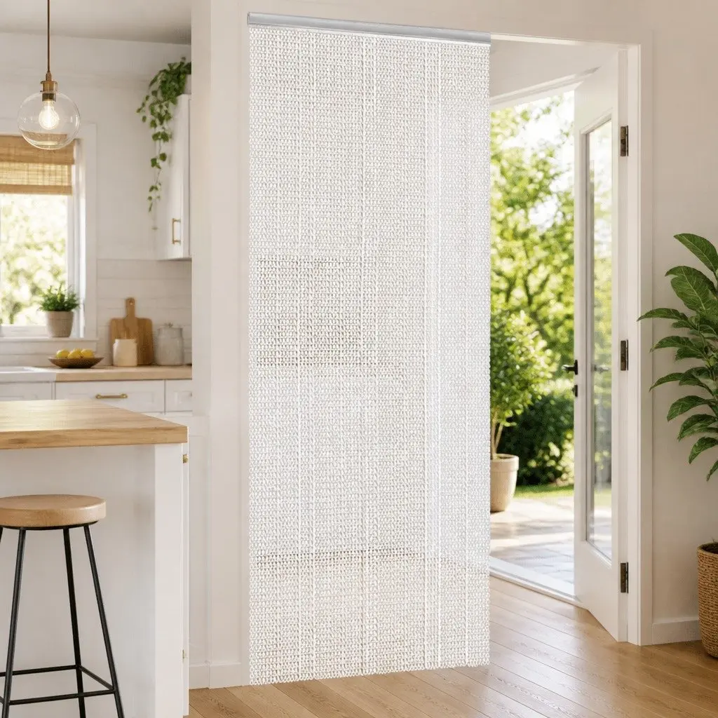 Chain Door Fly Screen Insect Barrier Adjustable 90x212 cm Silver Aluminium