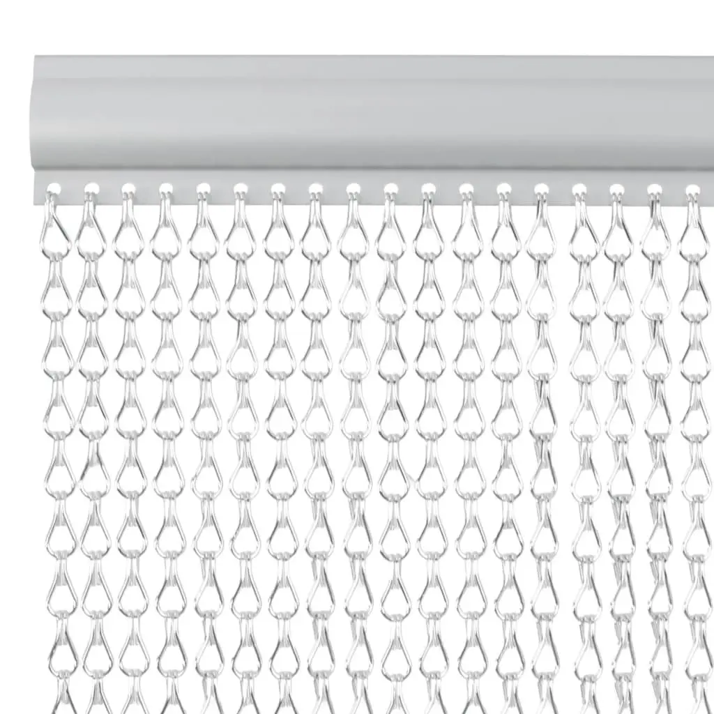 Chain Door Fly Screen Insect Barrier Adjustable 90x212 cm Silver Aluminium