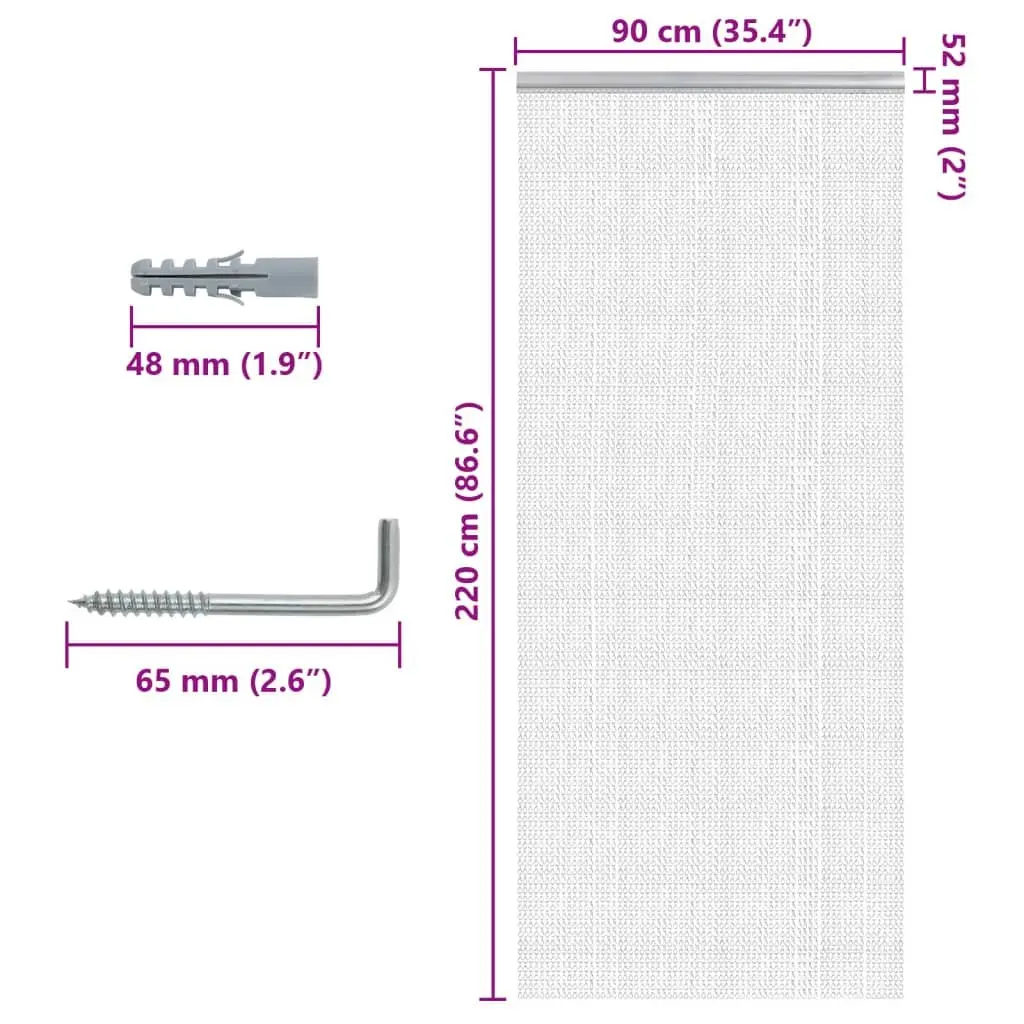 Chain Door Fly Screen Insect Barrier 90x220 cm Silver Aluminium