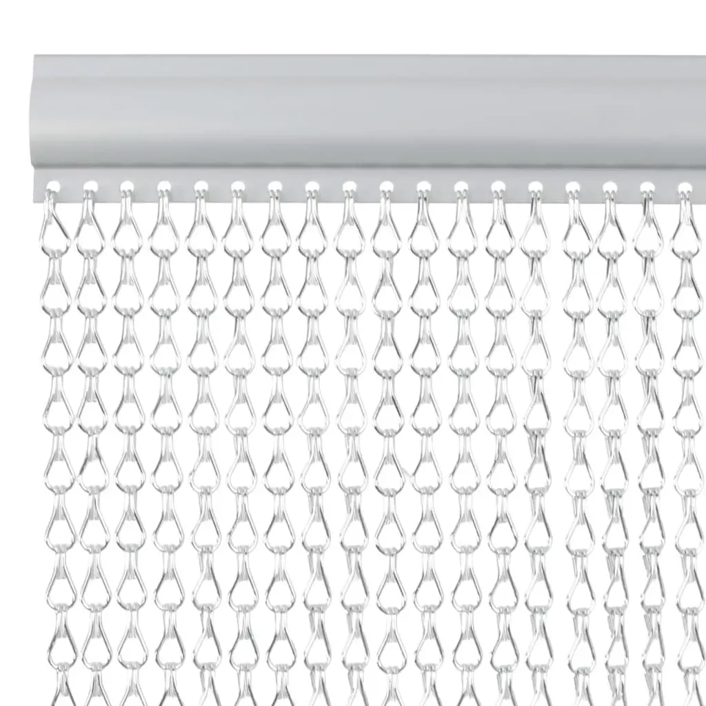 Chain Door Fly Screen Insect Barrier 100x200 cm Aluminium Silver