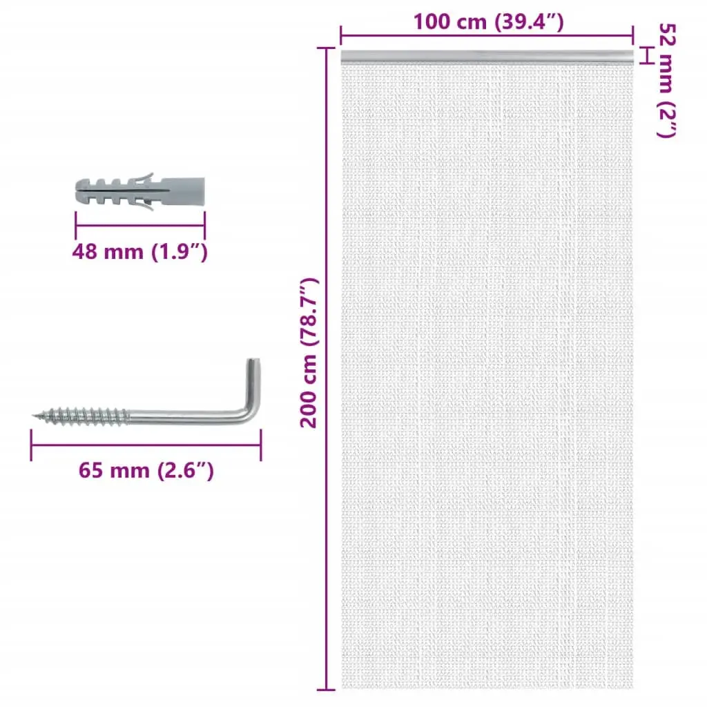 Chain Door Fly Screen Insect Barrier 100x200 cm Aluminium Silver