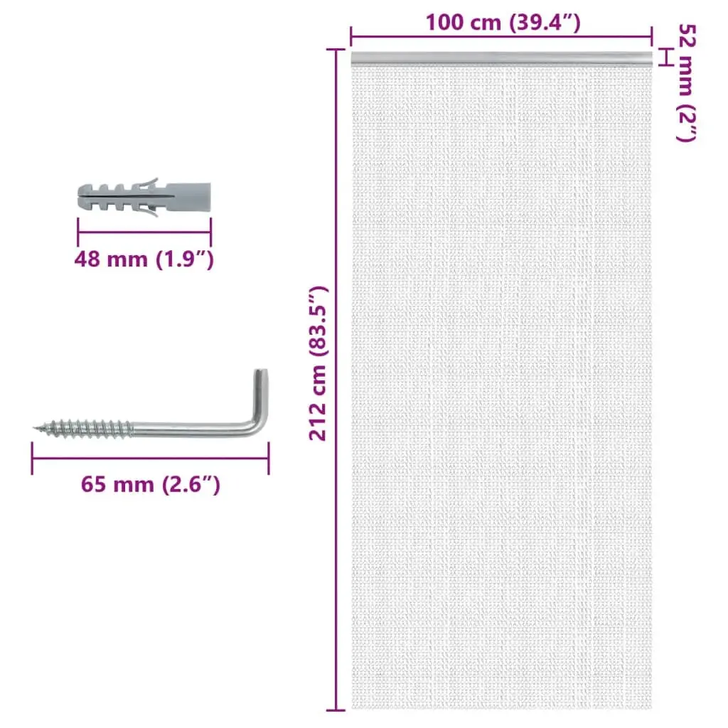 Chain Door Fly Screen Insect Barrier Curtain 100x212 cm Adjustable Aluminium Silver