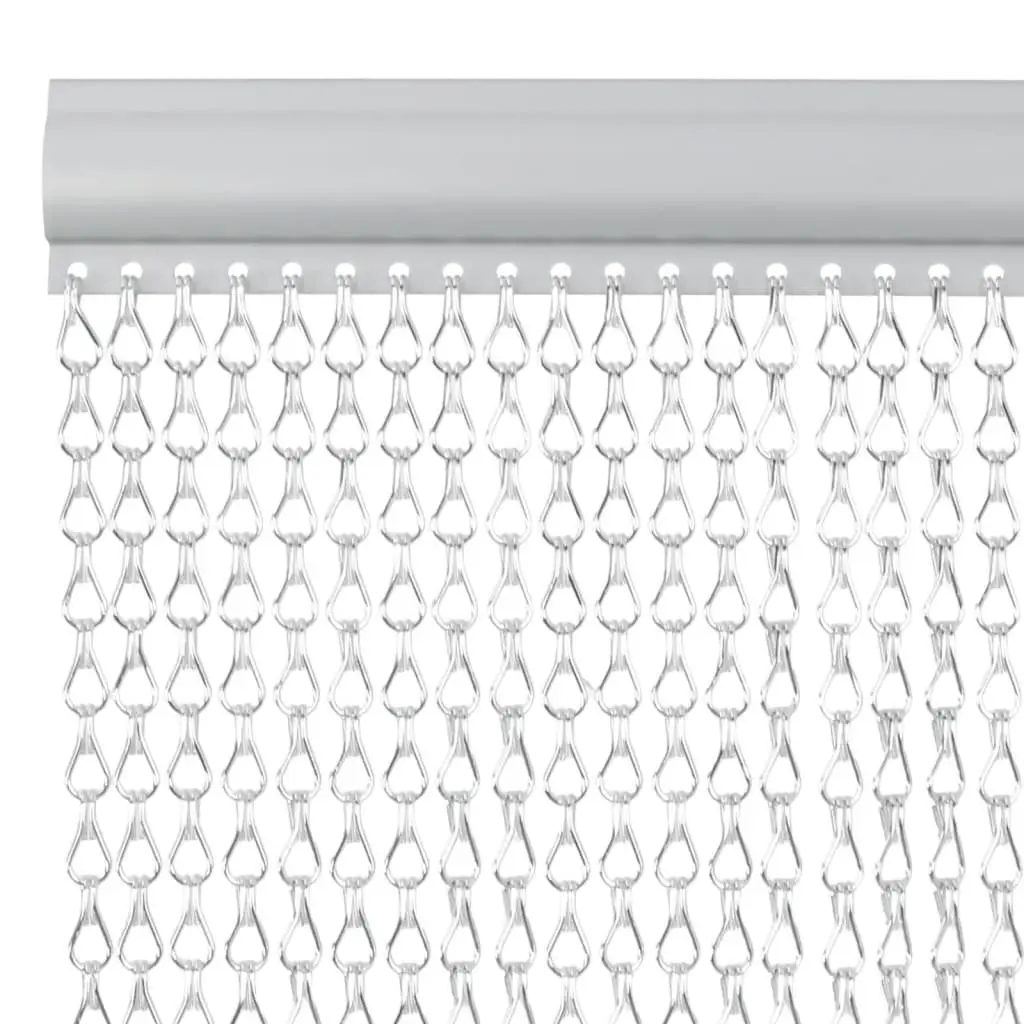 Chain Door Fly Screen Insect Barrier 100x226 cm Aluminium Silver Adjustable