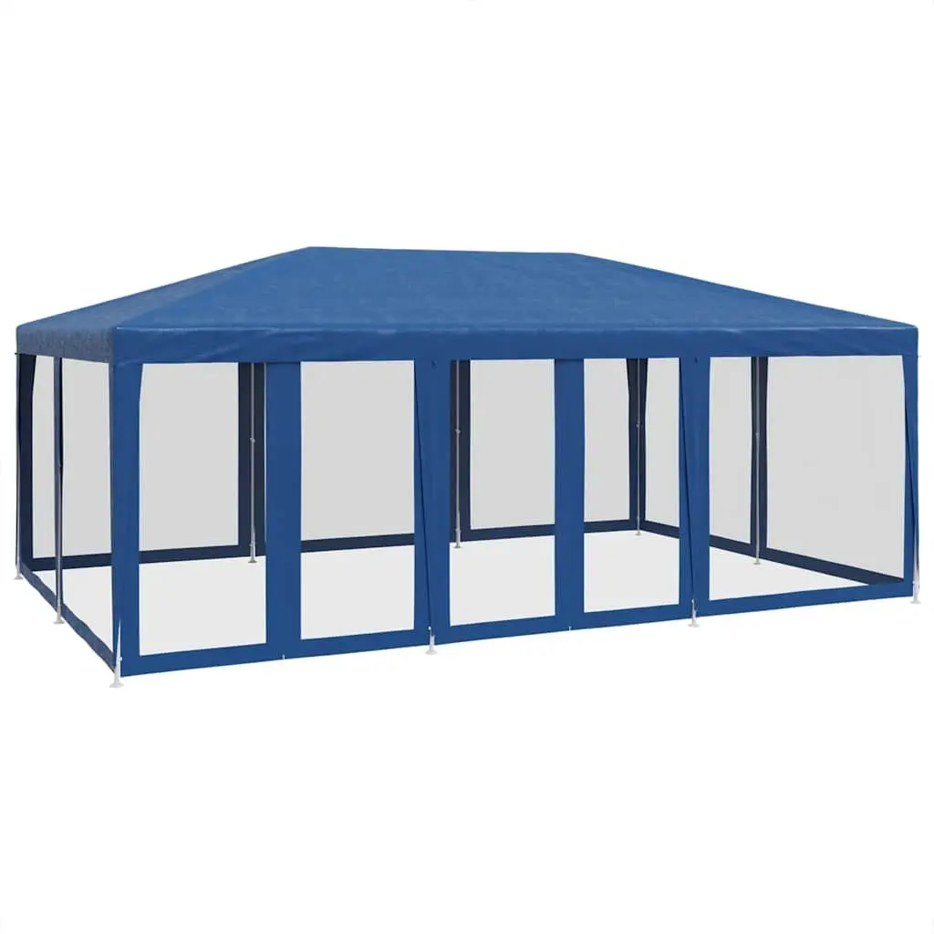 Party Tent Outdoor Gazebo 6x4m Blue with Mesh Sidewalls for Garden Event Shelter