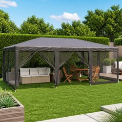 Reliable 6x4m Outdoor Gazebo with 10 Mesh Sidewalls