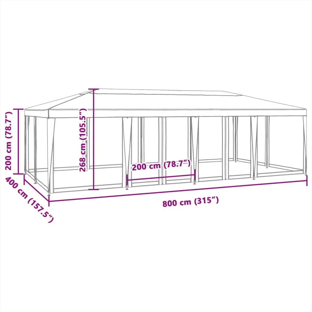 Party Tent Outdoor Gazebo 8x4m Garden Canopy Shelter Anthracite
