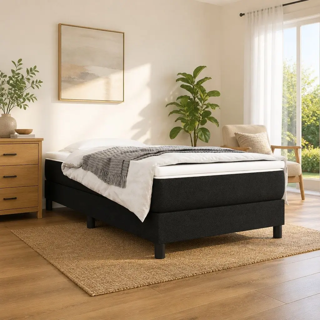 Pocket Spring Bed Mattress King Single 106x203 cm Medium Firmness Black Fabric