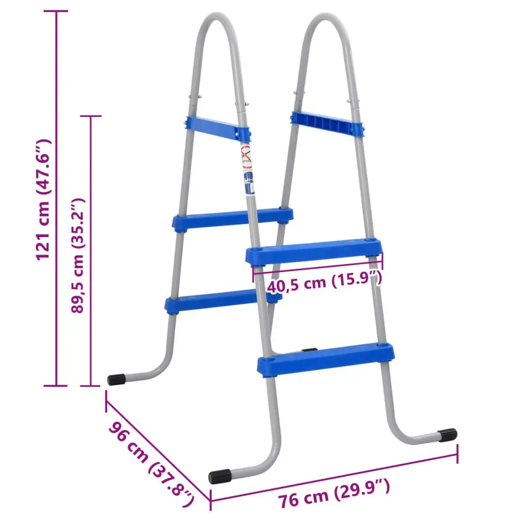 Pool Ladder Above Ground 84cm Non-Slip Steps Steel Plastic Blue