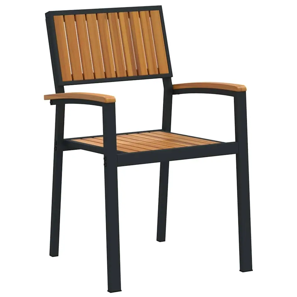 Stacking Chair Outdoor Garden 56 x 57 x 87 cm Brown Solid Acacia Wood 2 pcs