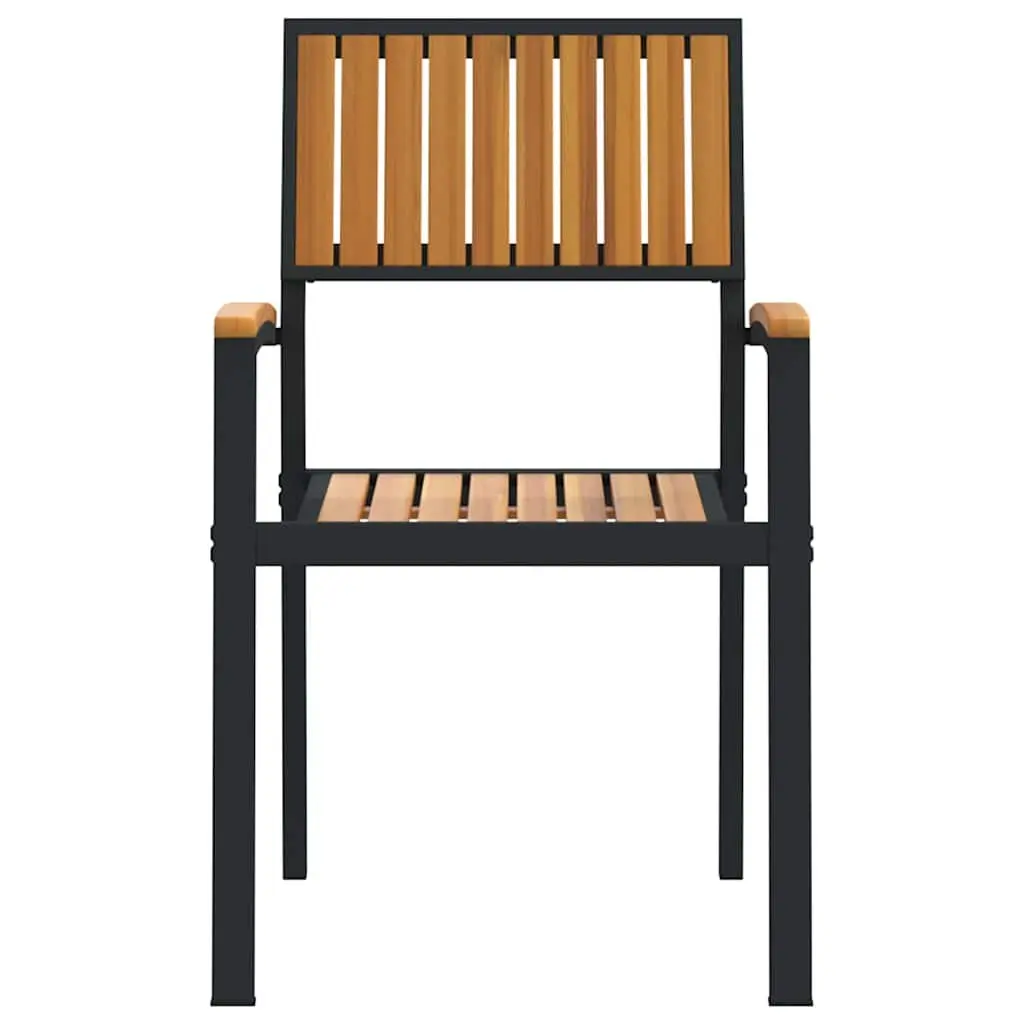 Stacking Chair Outdoor Garden 56 x 57 x 87 cm Brown Solid Acacia Wood 2 pcs