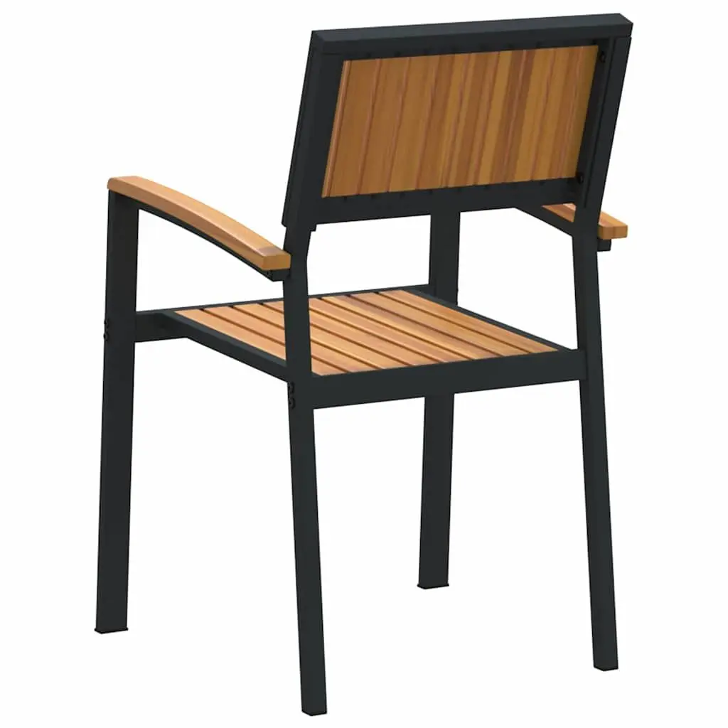 Stacking Chair Outdoor Garden 56 x 57 x 87 cm Brown Solid Acacia Wood 2 pcs