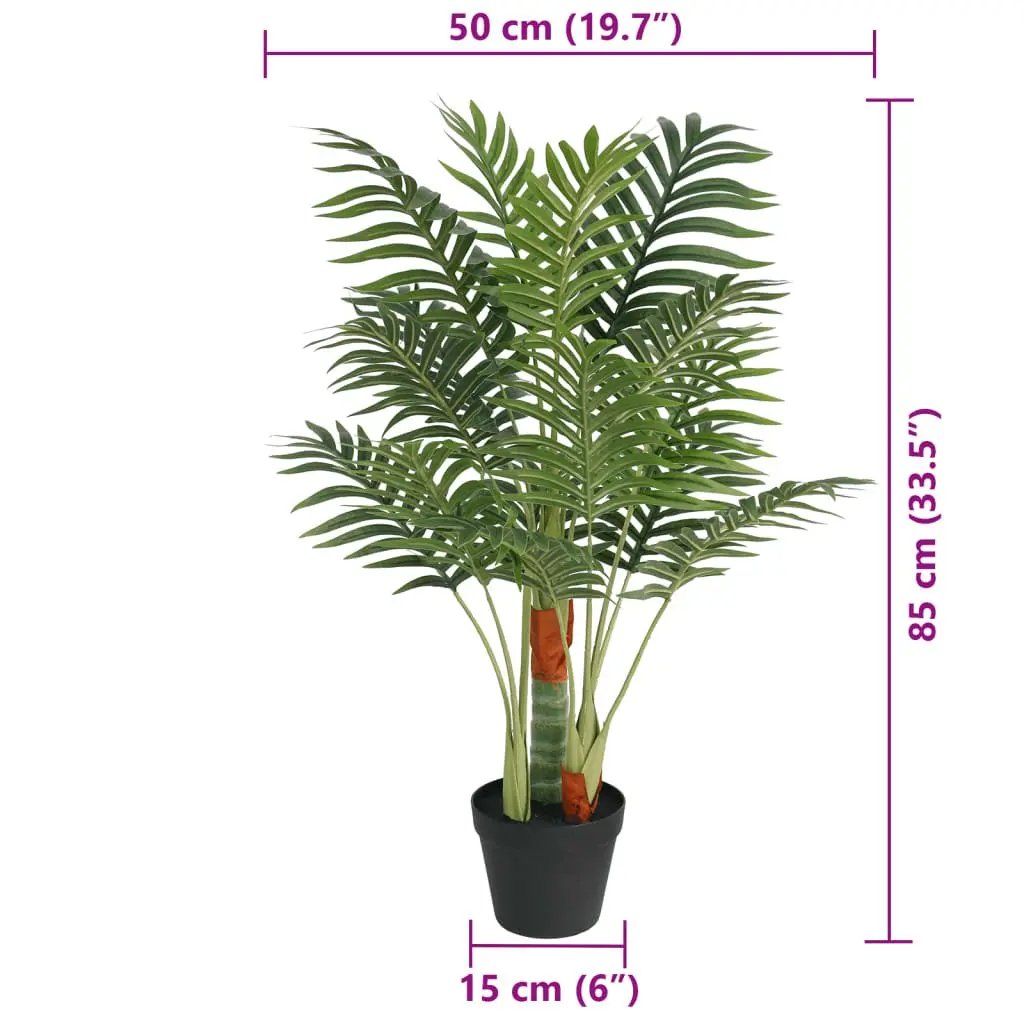 Artificial Palm Tree 85cm Green Decorative Indoor Plant with 3 Trunks
