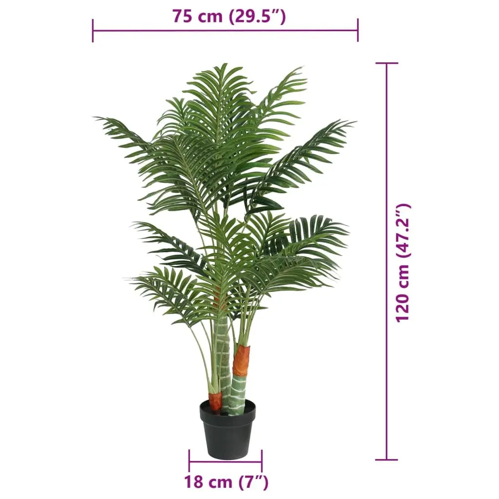 Artificial Palm Tree Indoor Outdoor Decorative Plant 120cm Green 3 Trunks