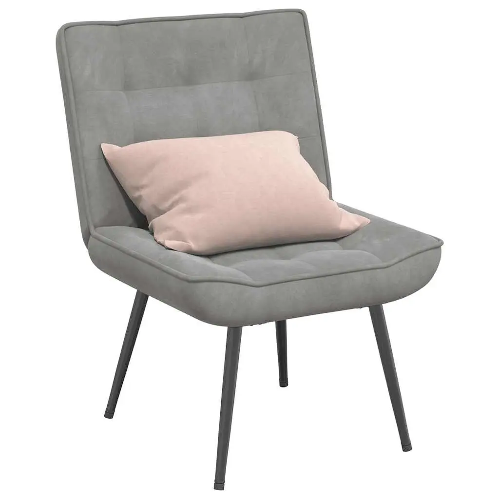 Relaxing Chair Grey Velvet Upholstered Lounge Seat Backrest Home Office