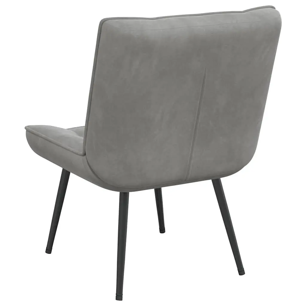 Relaxing Chair Grey Velvet Upholstered Lounge Seat Backrest Home Office