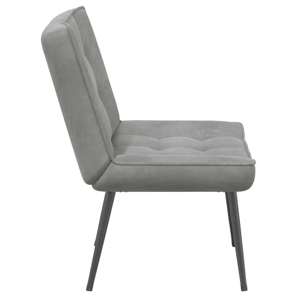 Relaxing Chair Grey Velvet Upholstered Lounge Seat Backrest Home Office