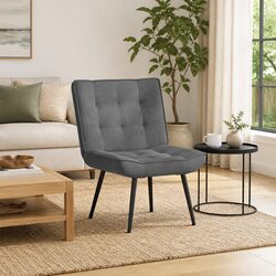 Practical Grey Velvet Chair with Footstool for Your Home