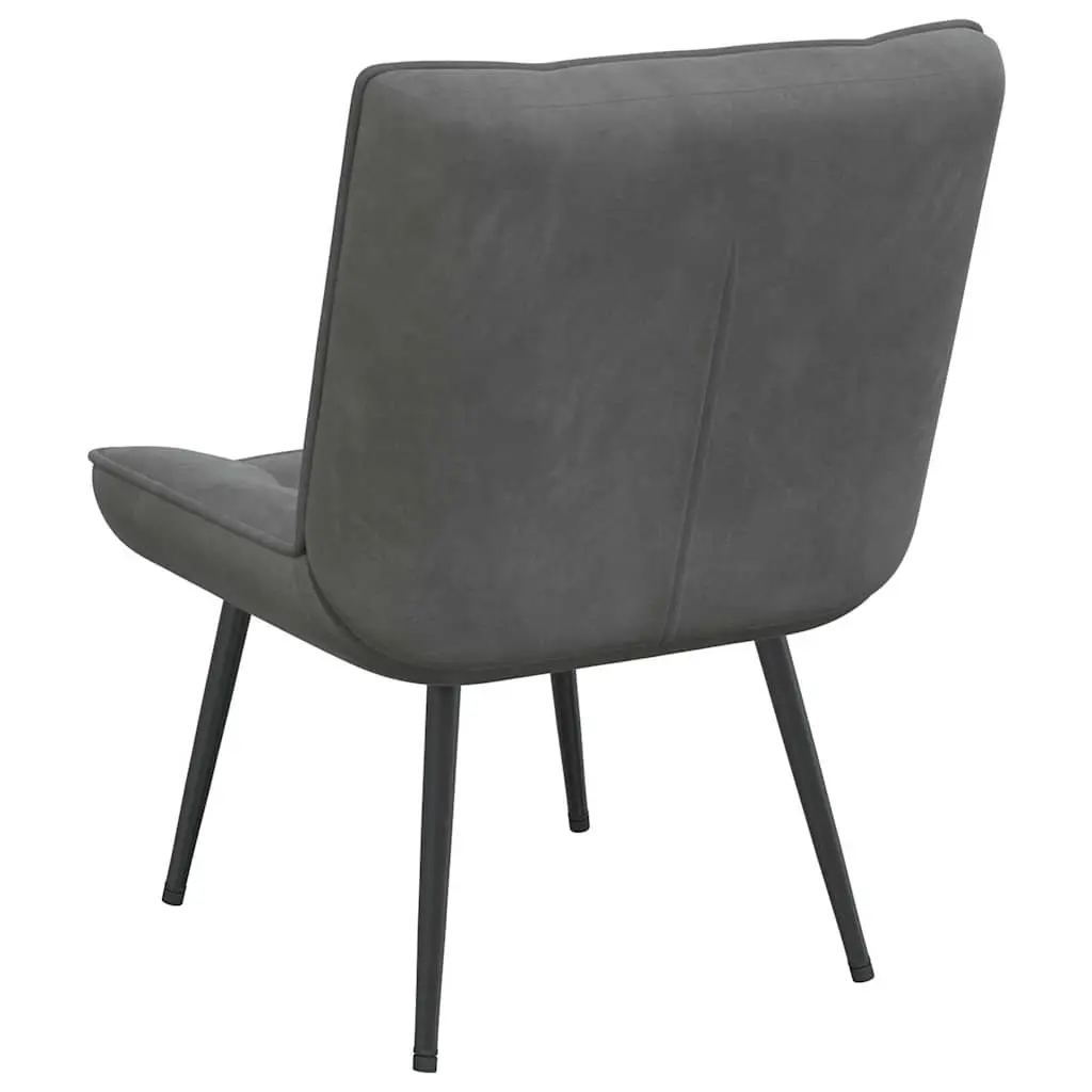 Relaxing Chair Footstool Velvet Upholstered Lounge Seat Grey 64 x 74 x 84 cm