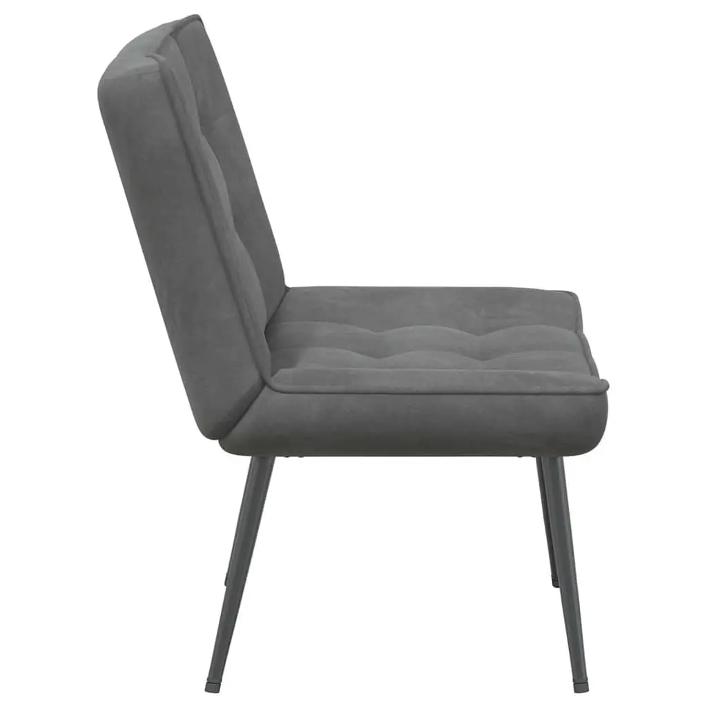 Relaxing Chair Footstool Velvet Upholstered Lounge Seat Grey 64 x 74 x 84 cm