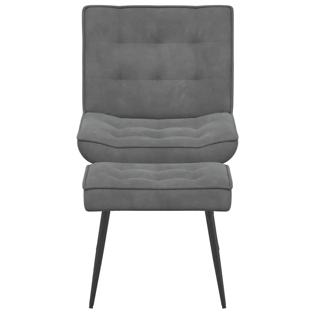 Grey Velvet Relaxing Chair with Footrest