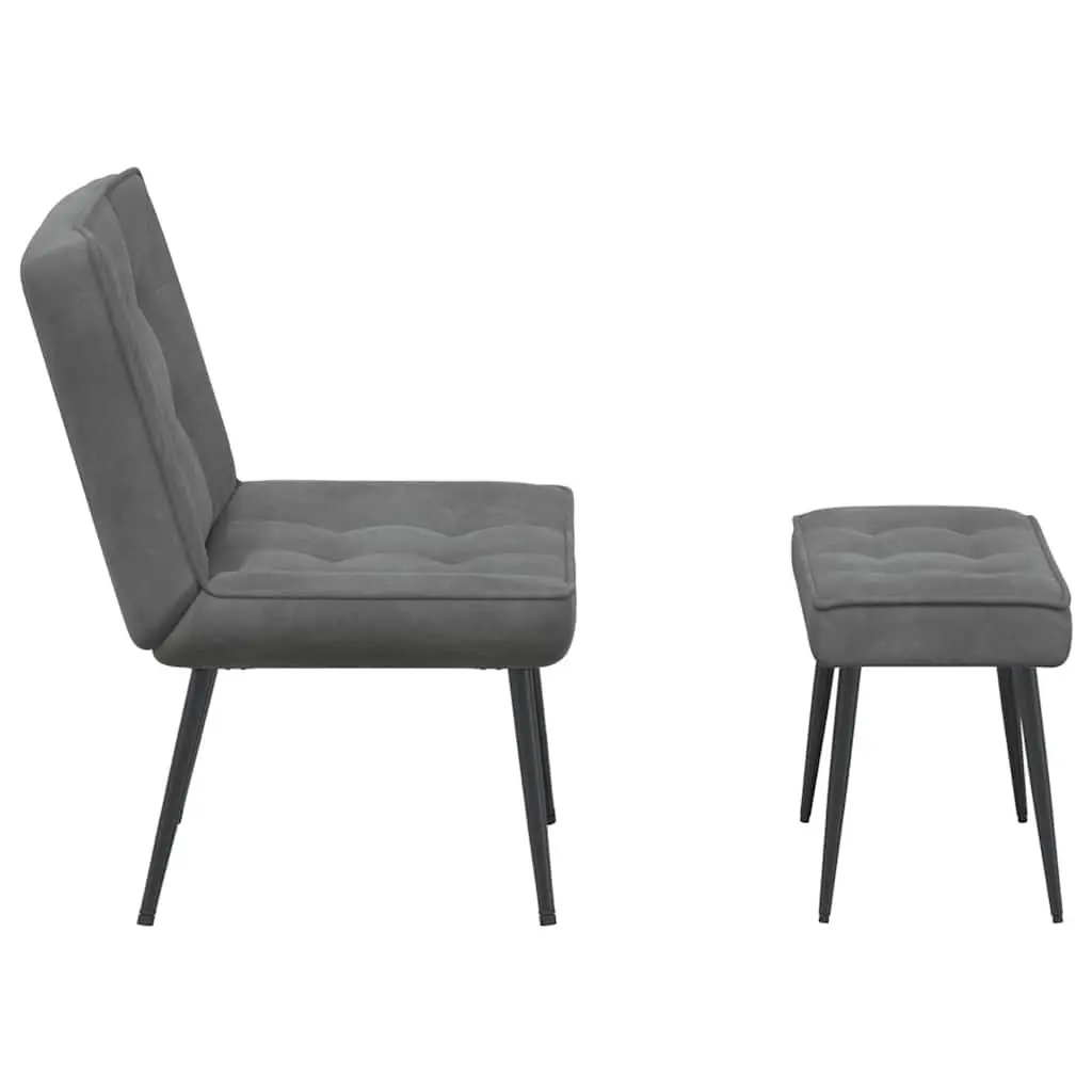 Grey Velvet Relaxing Chair with Footrest