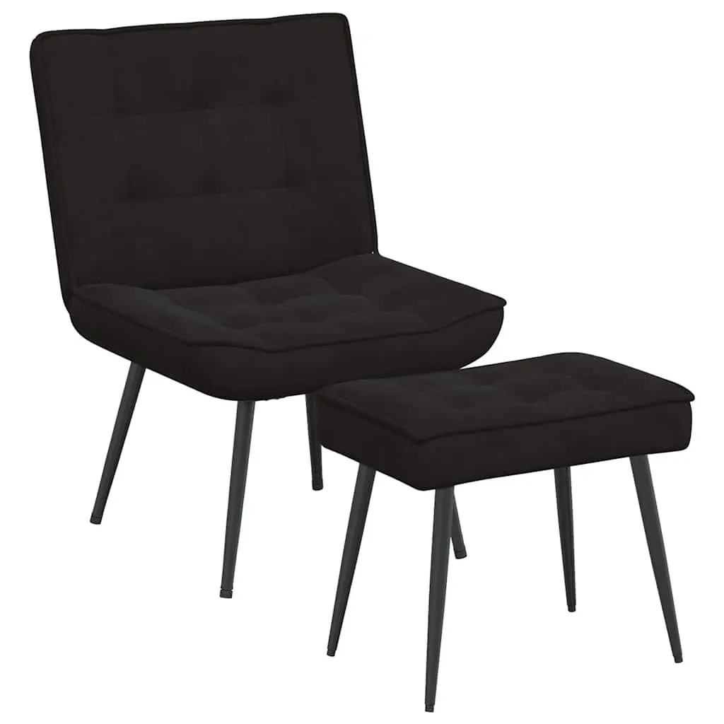 Relaxing Chair Footrest Velvet Upholstered Lounge Seat Black