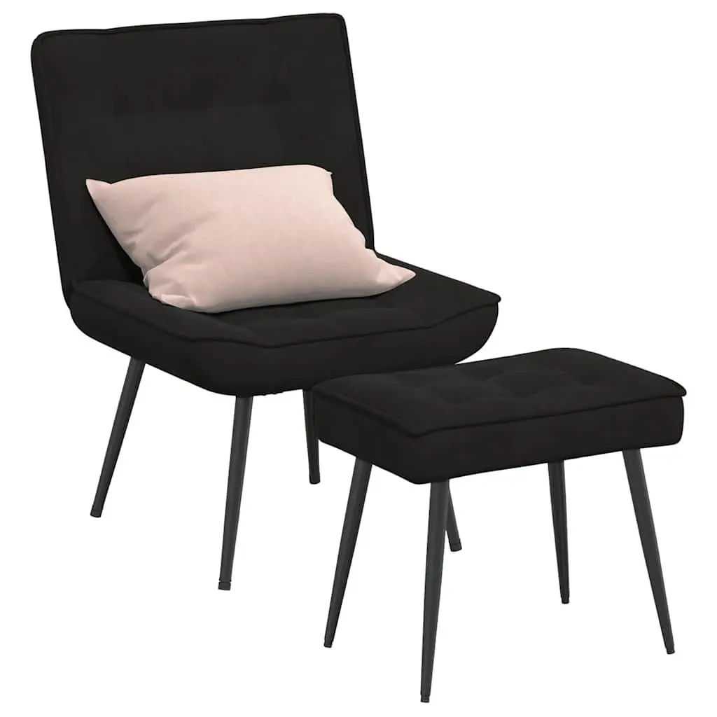 Relaxing Chair Footrest Velvet Upholstered Lounge Seat Black