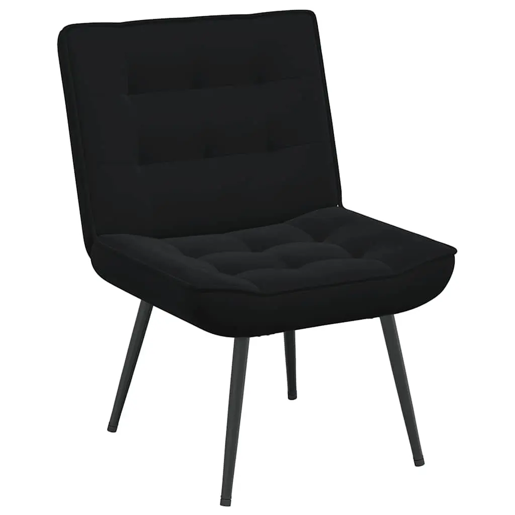 Relaxing Chair Footrest Velvet Upholstered Lounge Seat Black